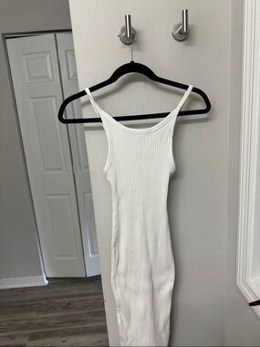 Zara White Ribbed Tank Dress